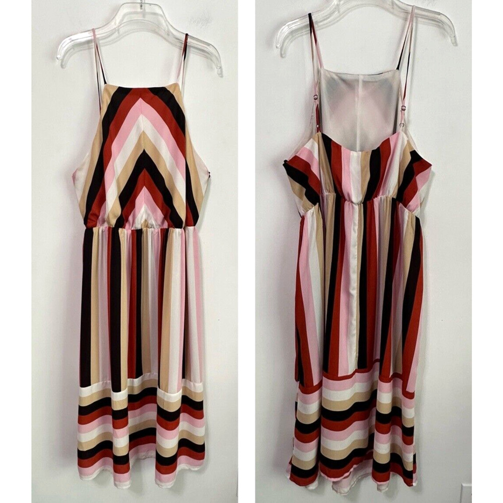 Forever 21‎ Striped A Line Dress 1X Plus Slip Elastic Waist Summer Trip Party